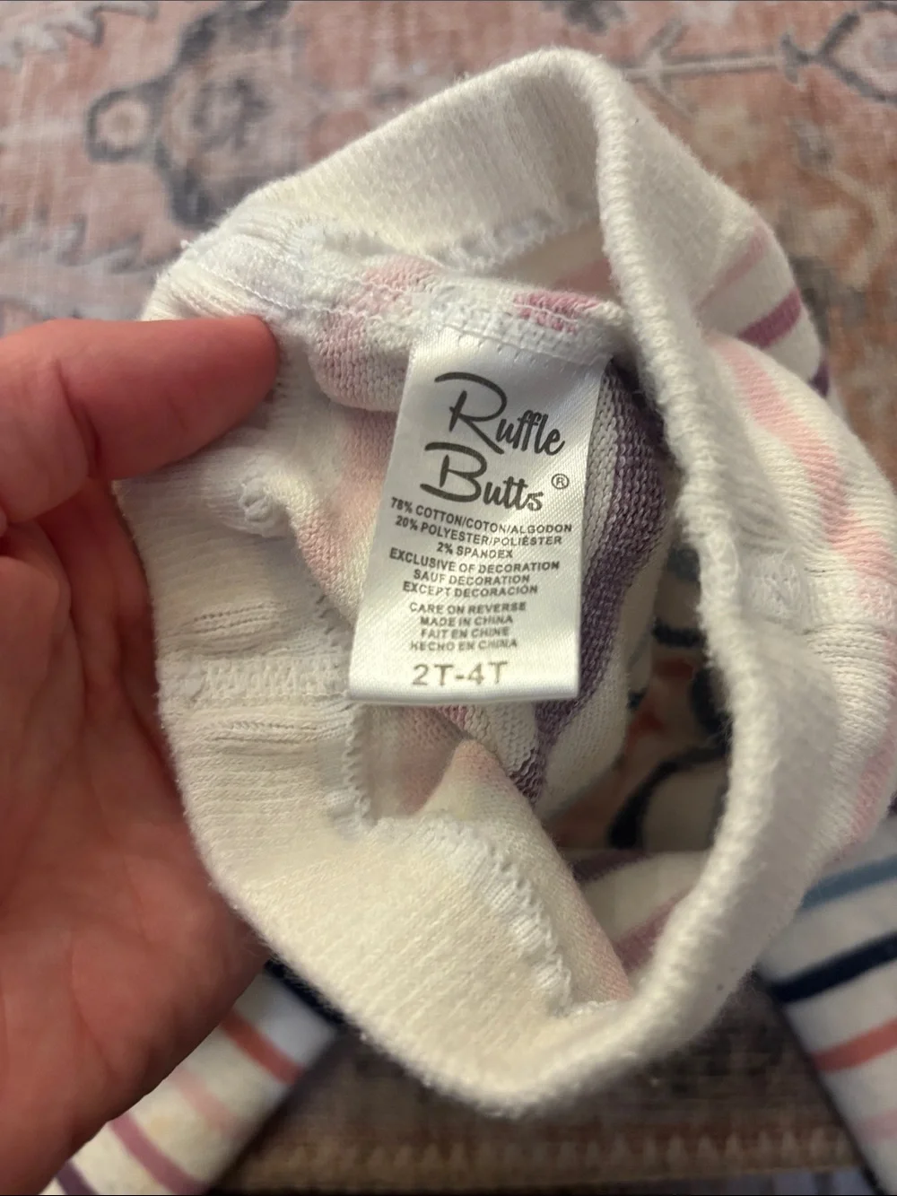 Ruffle Butts White Leggings with Pink, Purple, Navy and Peach Stripes